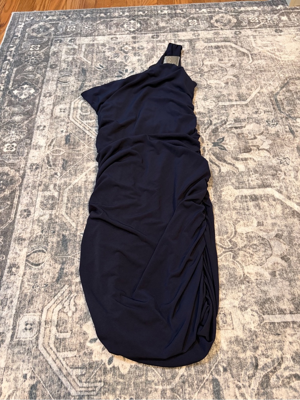 Sweet Storm Navy One-Shoulder Ruched Mini Dress